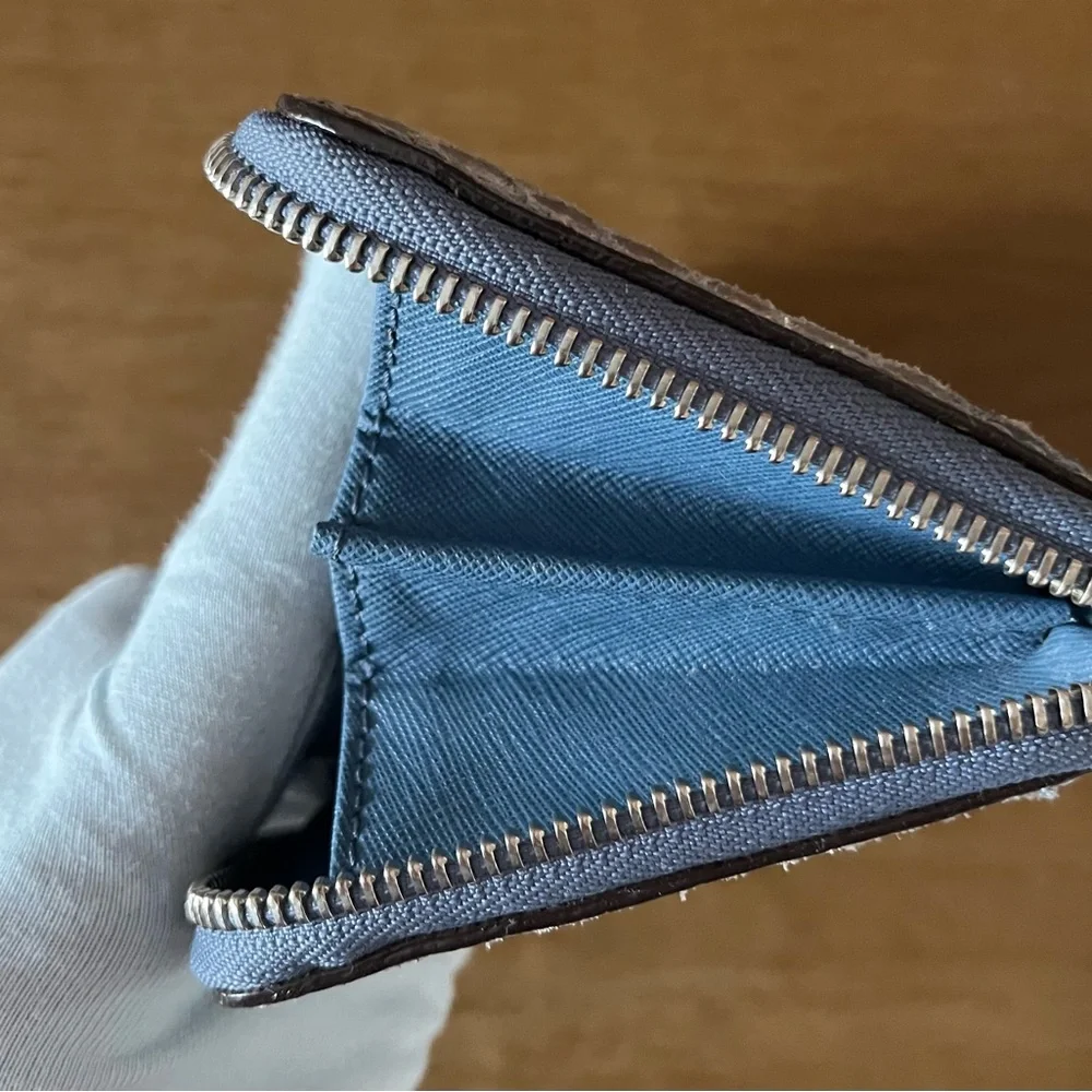 MICHAEL KORS Bedford Continental Python Snake Embossed Leather Wallet- Blue - Picture 4 of 14